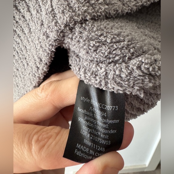 Barefoot Dreams Cozychic Mixed Shearling Pullover Glacier Gray Size Medium - Picture 7 of 7